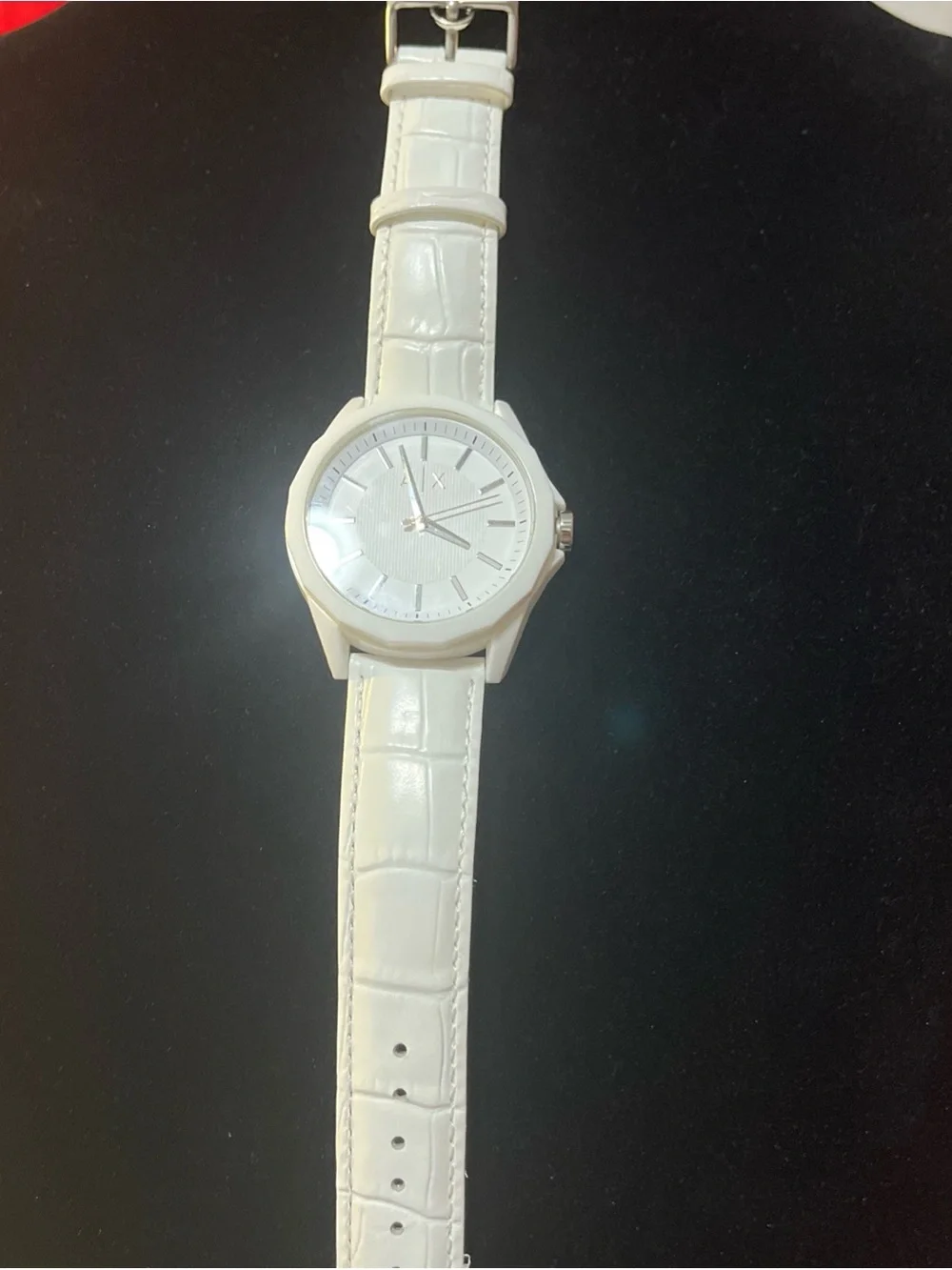 Emporio Armani White Analog Watch with Silver Markers